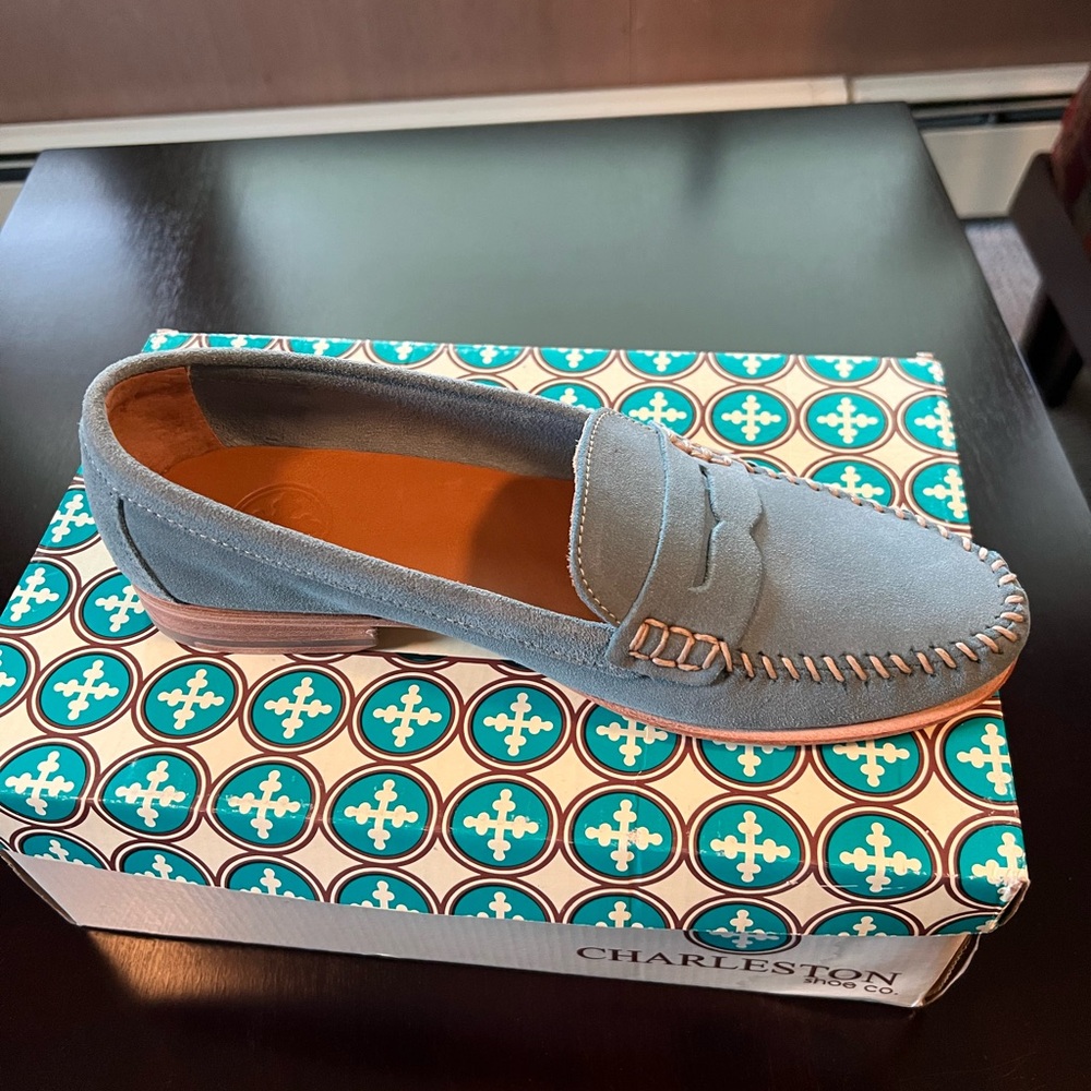 Beautiful blue suede loafers